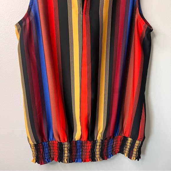 Allison Joy Women’s Mock Neck Sleeveless Striped Blouse Size Small Career Office - Picture 8 of 10